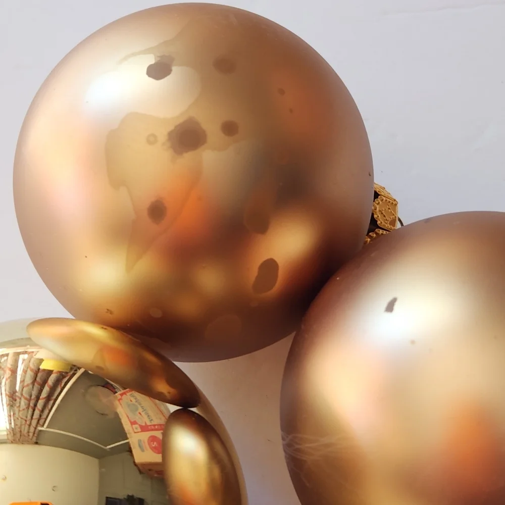 8 Shiny and Matte Gold Glass Christmas Ornaments